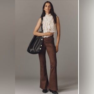 NWT By Anthropologie Faux-Suede Flare Pants